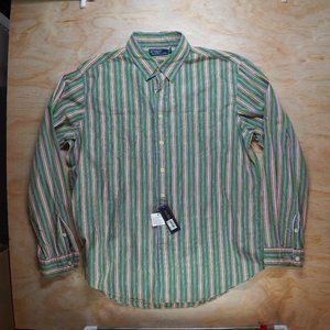 Polo Ralph Lauren South Western Native American Striped Shirt Red Green NWT XL